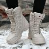 Winter Combat Boots Large Size Outdoor Velvet Warm Snow Boots High Top Cotton Shoes Couple Mountaineering Boots