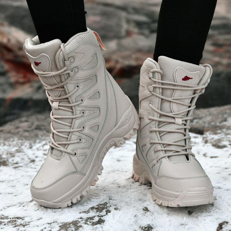 Winter combat boots large size outdoor velvet warm snow boots high top cotton shoes couple mountaineering boots