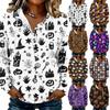 Sweat à capuche boutonné mode pour femme avec imprimé Halloween Pull pour un usage quotidien décontracté