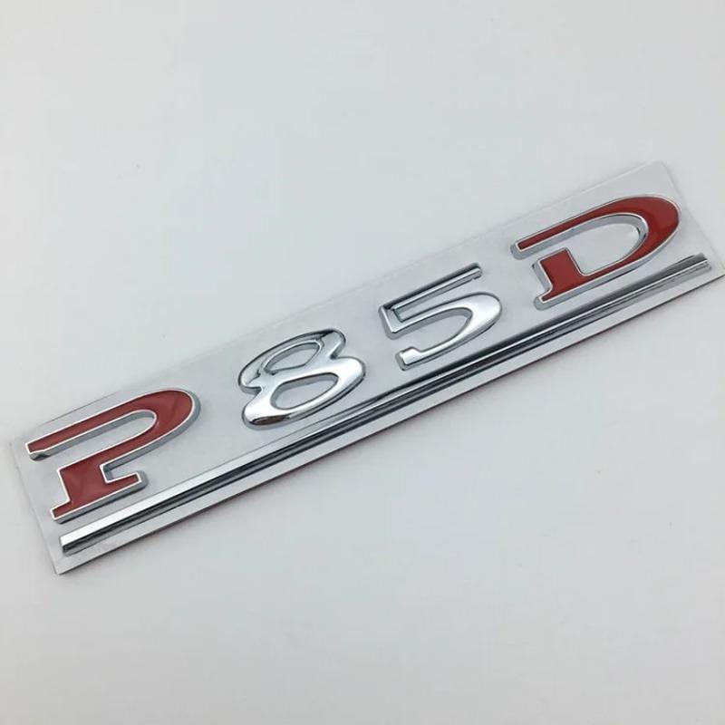 P75D P85D P90D Unterstrichene ABS-Buchstaben-Emblem für Model 3 Model X Model S Autostyling Kofferraumemblem Aufkleber Rot Schwarz