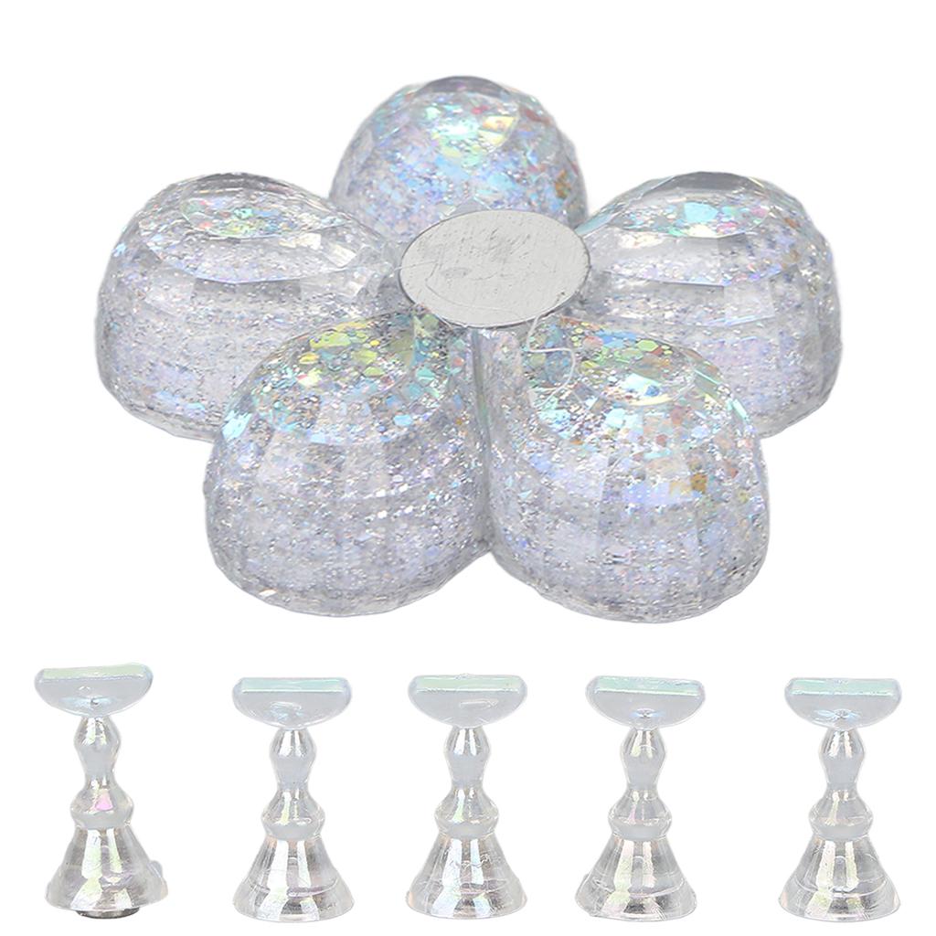 Nail Stand Magnetic Design Professional Nail Practice Painting Stand with Base for Home SalonWhite