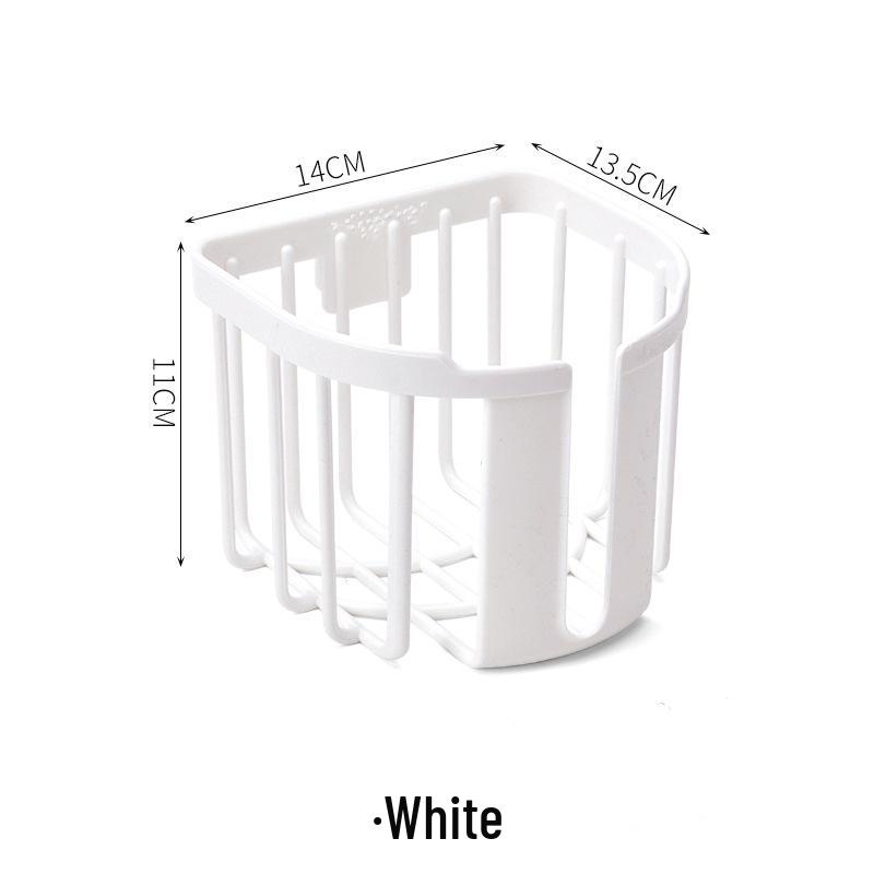 Wall-Mounted Paper Towel Basket & Shower Rack - Punch-Free, Multi-Functional Storage Box белый