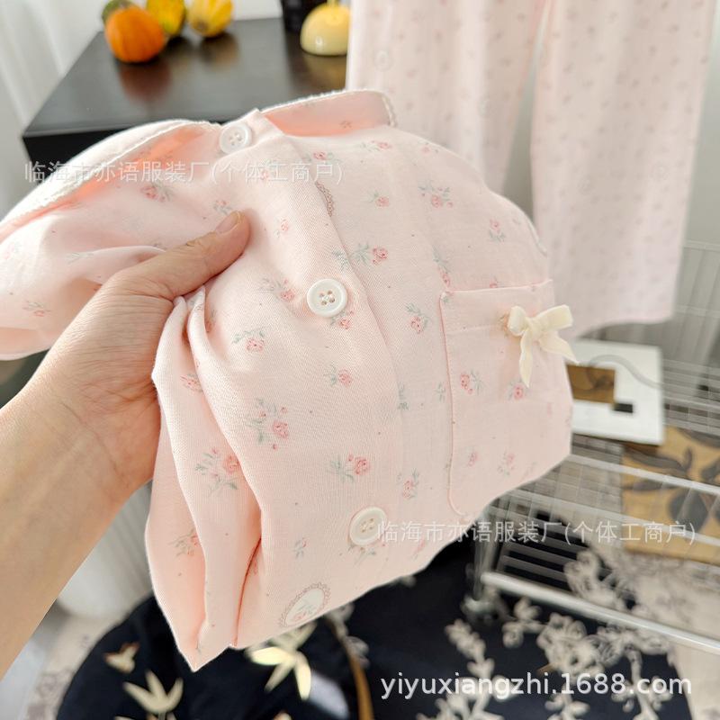 [Class A Double-layer Yarn] Spring New Pure Cotton Mirror Rose Pajamas for Women, Gentle and Simple Women's Loungewear