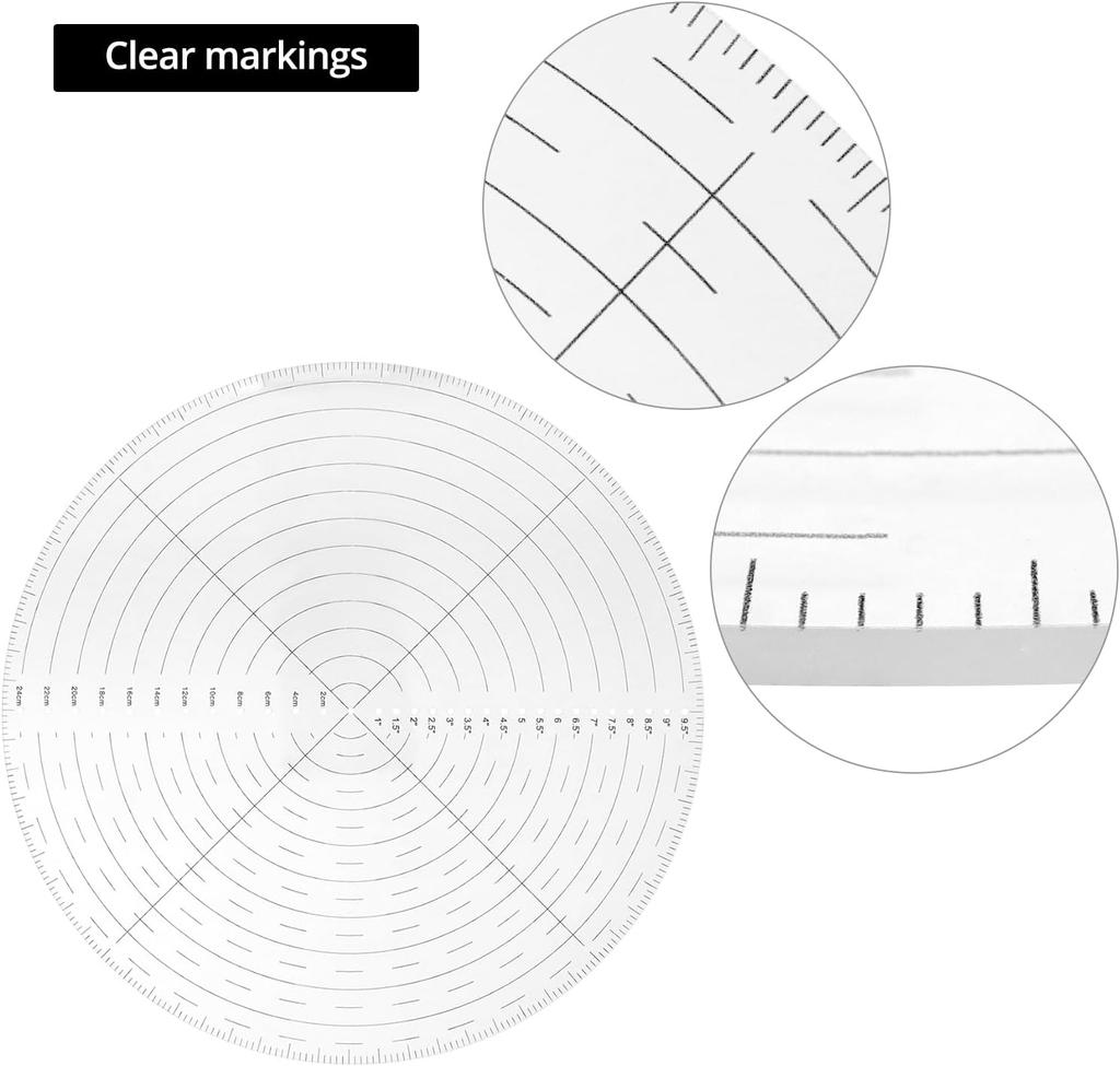 10inch Round Center Finder Compass with Clear Acrylic for Precise Circle Marking On Irregular Surfaces Crafting Sewing Tools