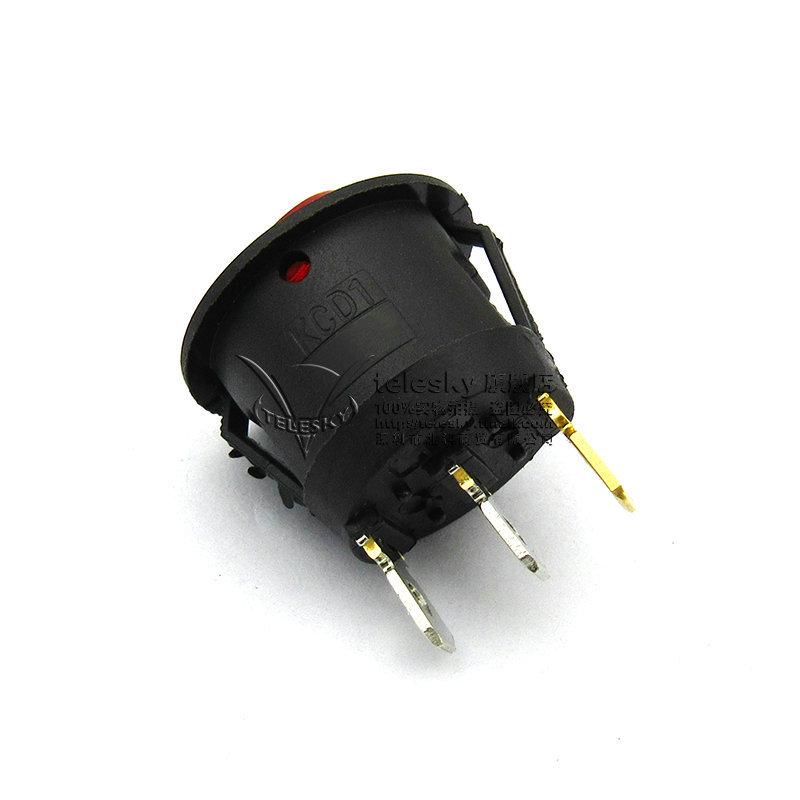 Round Two-Speed 3-Pin Rocker Power Switch with Light