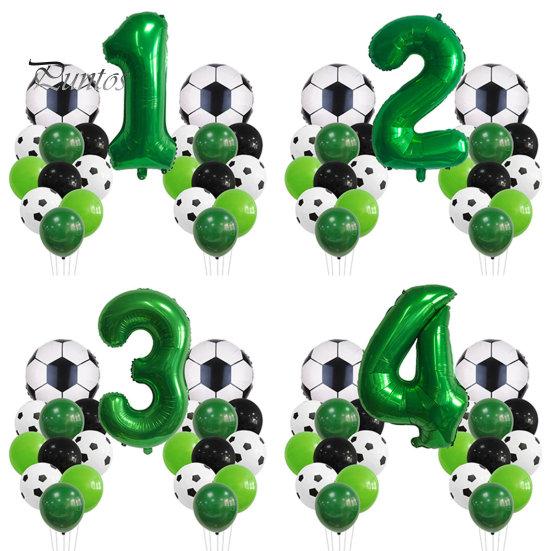 1 Set Balloon Set Soccer Number Shape Leakproof Contrast Color Sport Fans Baby Birthday Party Decoration Arch Balloon Photo