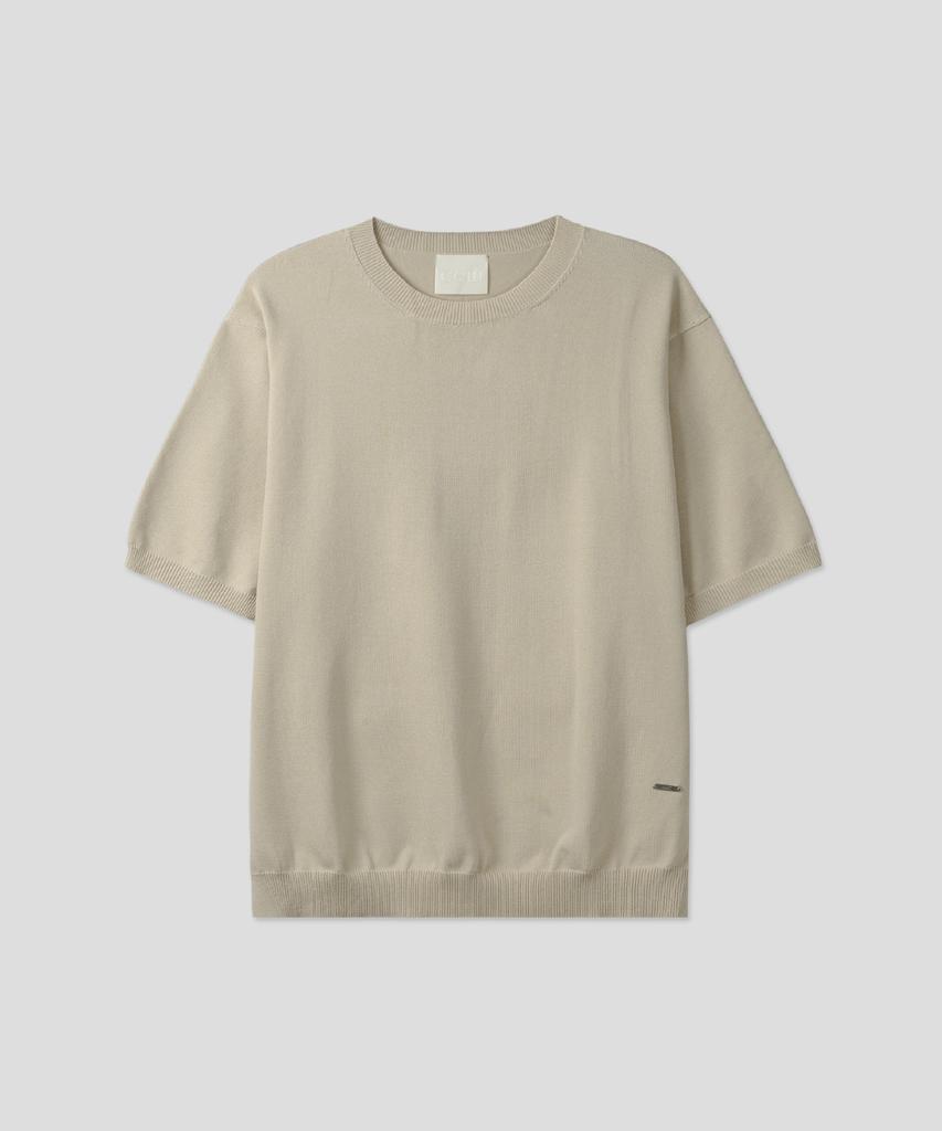 Ssei Essential Round Short Sleeve Knit Beige