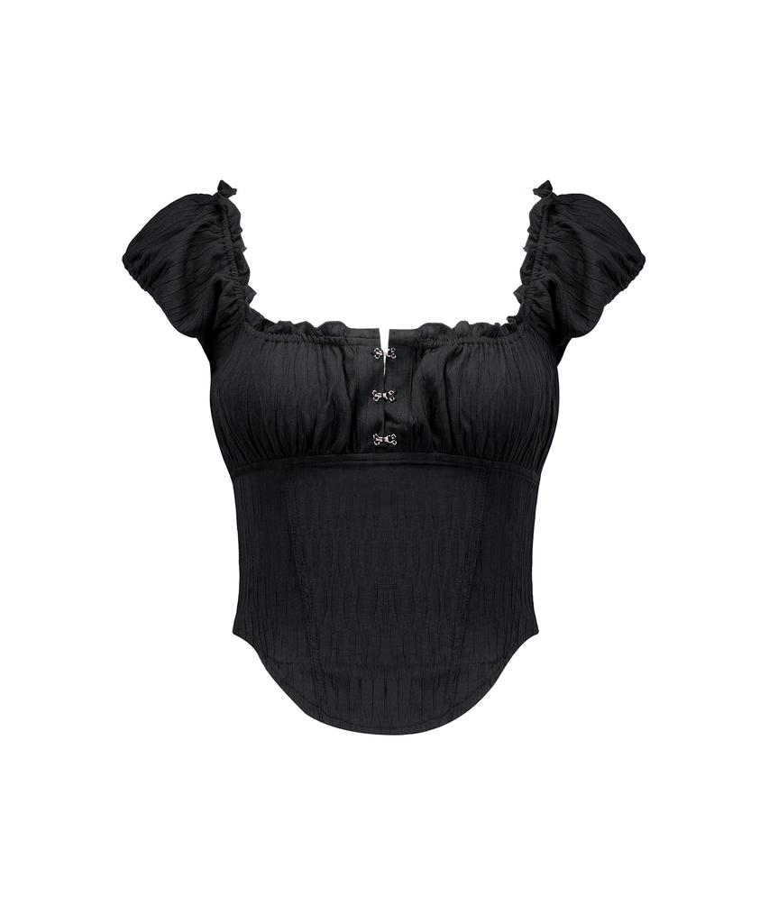 ROCKCAKE Curve Line Corset Blouse - Black