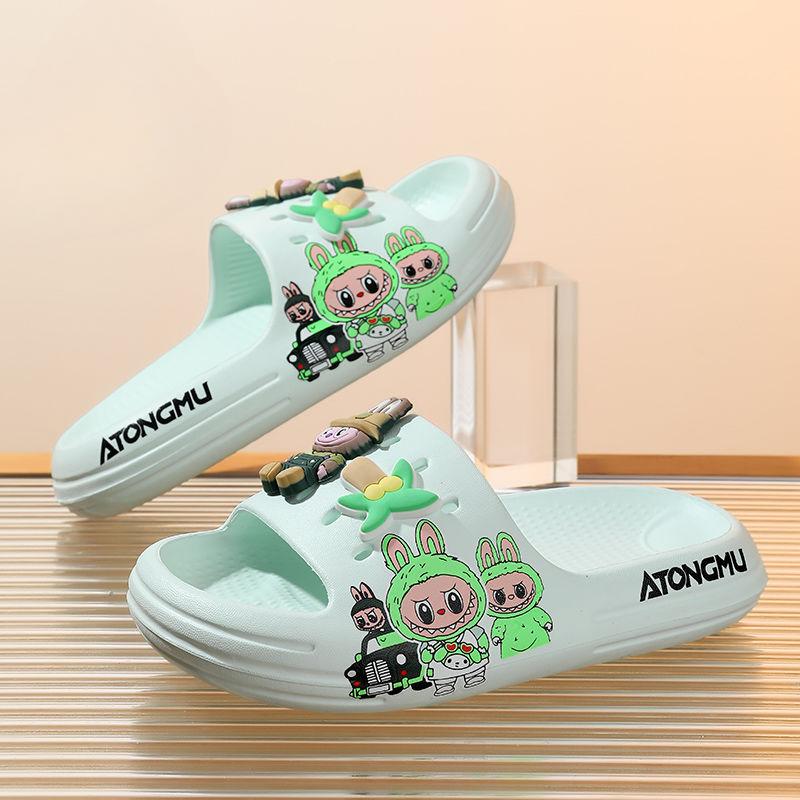 

Children s Labubu EVA Flip-flops Summer Cute Cartoon Anti-slip Rubber-soled Slippers 36-37 светло-зеленый