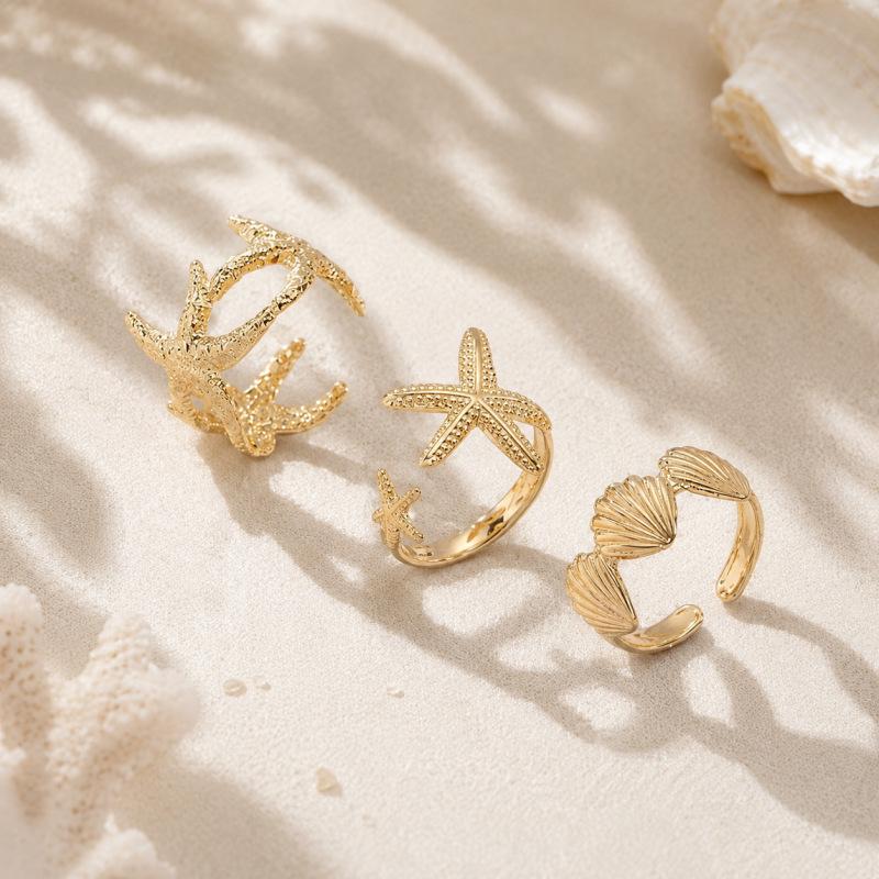 Starfish Shell Open Ring: Elegant Beach-Inspired Luxury Design