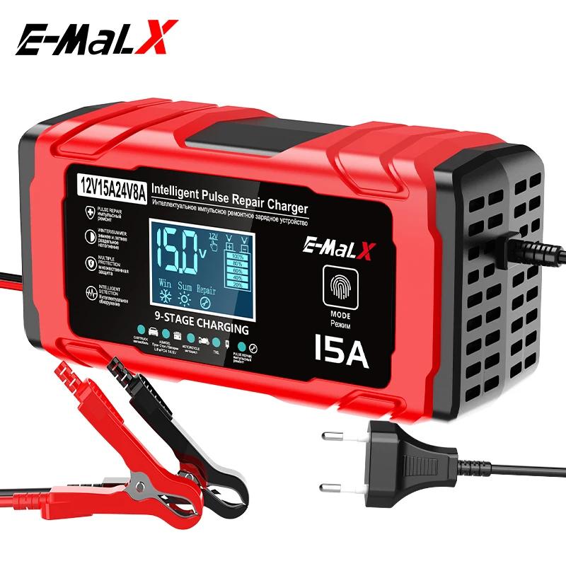 

AGM GEL Battery 14.6V 15A Lifepo4 Battery Smart Pulse Repair Charger 12V 15A 24V 8A Electric Motorcycles Charger For Lead Acid EU