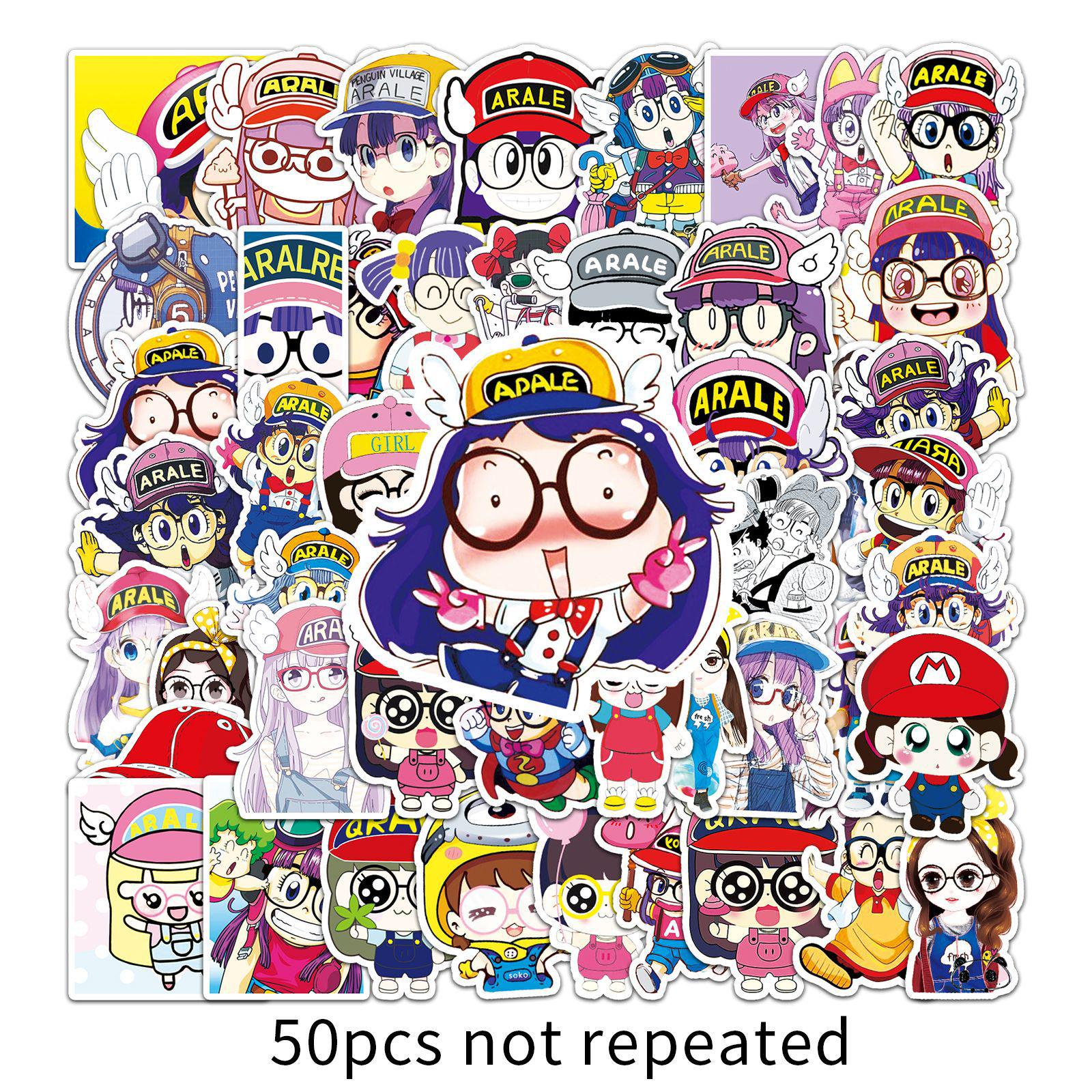 50 Arale Anime Character Stickers - Cartoon Graffiti for Suitcases, Trolleys, Laptops, Waterproof, Car Stickers