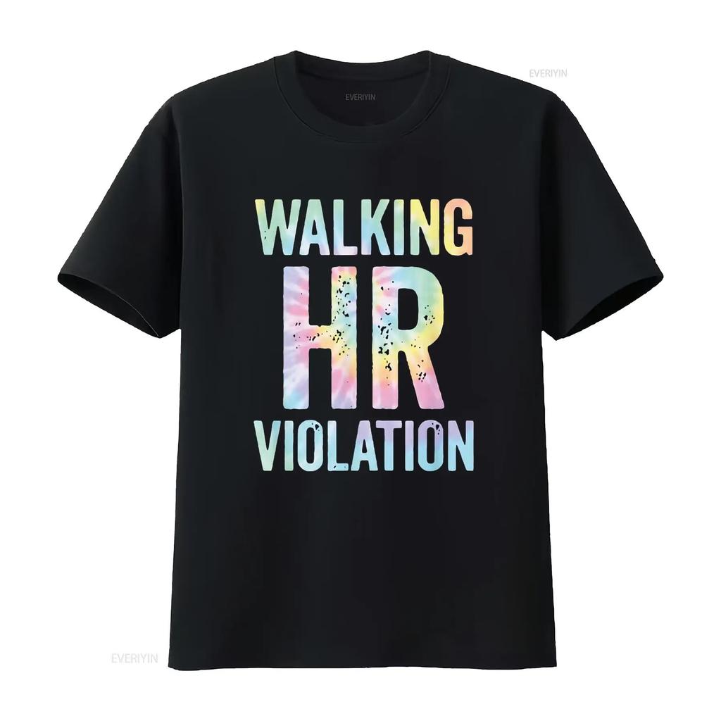 Vintage Walking HR Violation Human Resources Nigh Tie Dye T Shirt vintage Washed Top For Everyday Wear Casual graphic Versatile