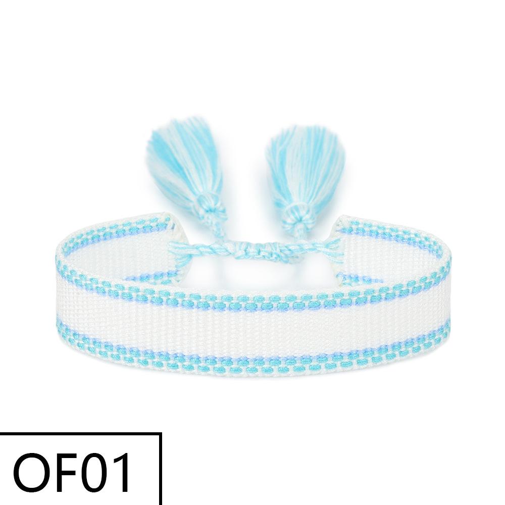 Embroiderable Polyester Cotton Letter Tassel Bracelet for Women – 1.5cm Woven Wristband