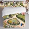 3-Piece Bedding Pillowcase Quilt Cover Set Country Scenic Flower House 2D Digital Printing Suitable For Bedroom Dormitory Decor