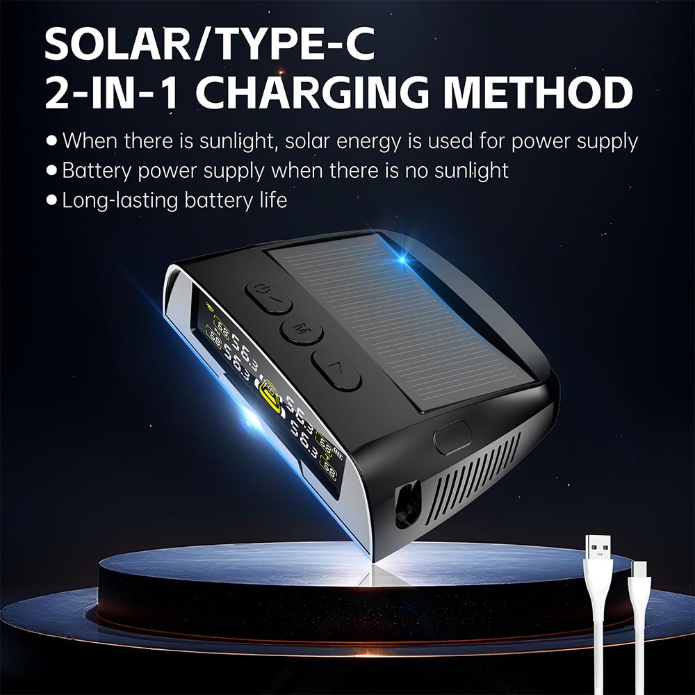 Car Tire Pressure Monitoring System Tyre Temperature Monitor USB / Solar TPMS Universal Automobile Accessories Digital Display
