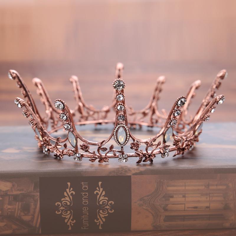 Halloween Party Fairytale Kingdom Happy Wedding Retro Color Crystal Rhinestone Tiaras Coronas Bride Wedding Crown for Bride