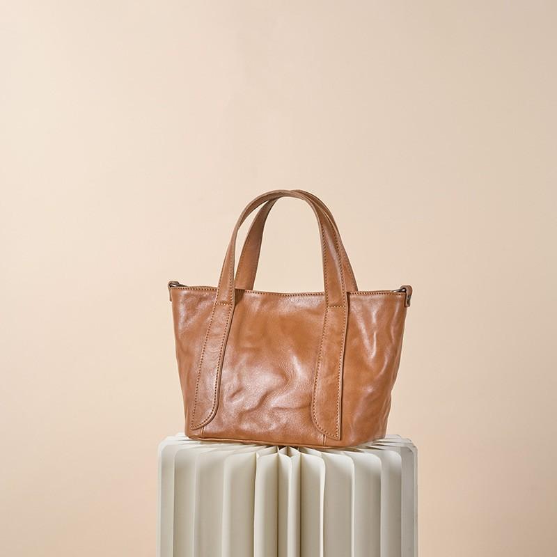 First Layer Of Tree Paste Tanned Cowhide Women's Bag Retro All-matching Portable Tote Cross-border New Leather Cross-shoulder