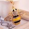 Rhinestone Bee Wing Keychain for Women Men Metal Gold Color Insect Animal Pendant Key Rings Jewelry porte clefs