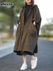Oversized Plus Size Batwing Sleeve Maxi Coat with Large Pocket for Women, Cardigan Windbreaker Autumn Spring Casual Overcoat