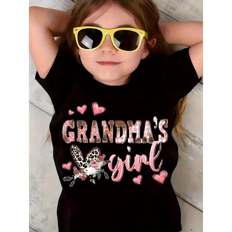 European sizes Grandma'S Girl" Print Cute Parent-Child T-Shirt White T-Shirt Comfortable Sports Birthday Gift Short-Sleeved T-Shirt
