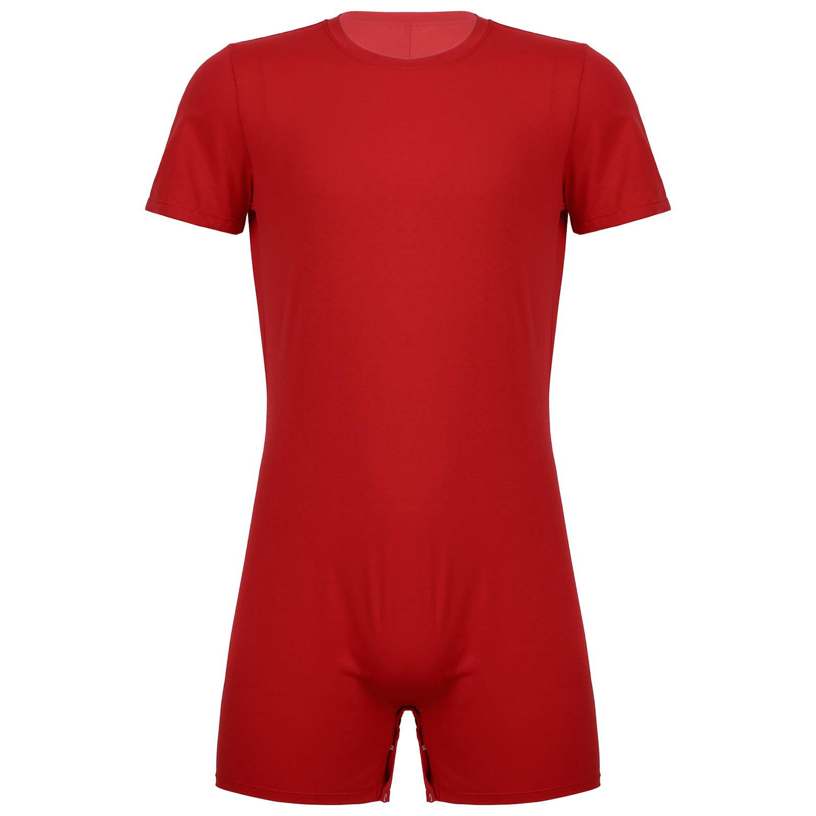

Mens Summer Jumpsuit Round Neck Short Sleeve One Piece Romper Casual Sportswear Running Exercise Comfort Wear XL червоний