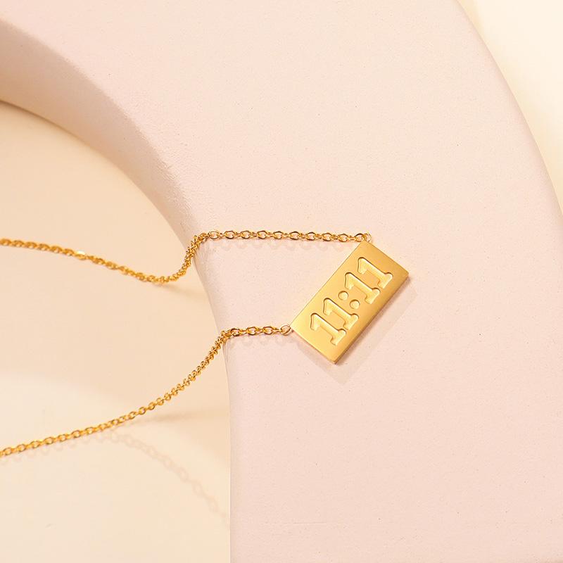 316L Rustfritt Stål Blokktall Halskjeder Foxanry Trendy Enkelt Kreativt Design Ikke-falmende Festesmykker Gaver EL0035