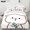 Lovely Peach Cat Bedding Set Cartoon Cute Bed Set Double Queen King Twin Full Size Duvet Cover Set Kids Girls Duvet Cover Gifts