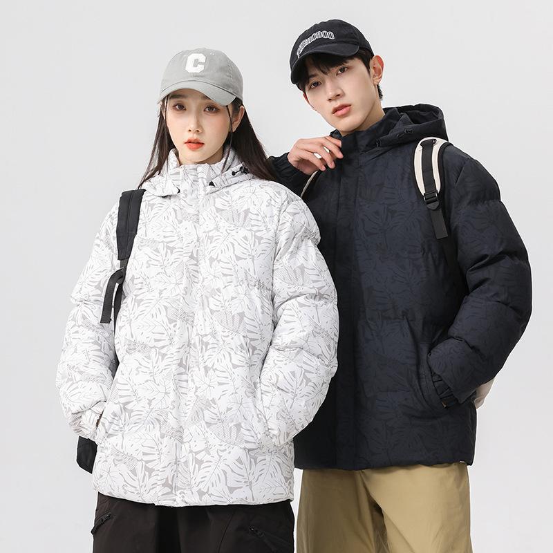 Herren Baumwollkleidung ist im Winter locker und verdickt, warme Jacken, trendige Baumwolljacken in großen Größen und Ahornblatt-Taschen.