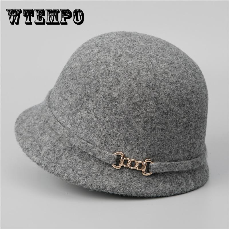 Wool Mother Hat Lady Autumn and Winter New Top Hat French Elegant Retro Bucket Hat Basin Hat
