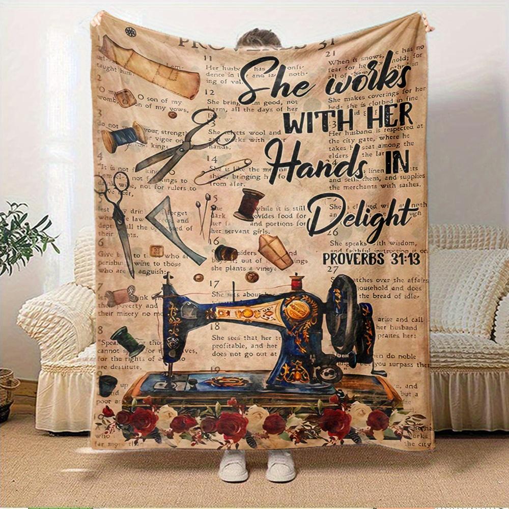 

For Sewing,Proverbs,Hands-Themed Flannel Blanket, Glam Style, Digital Print, All-Season Comfort, Tear-Resistant, Knitted Craftsmanship, Poly 150x180cm