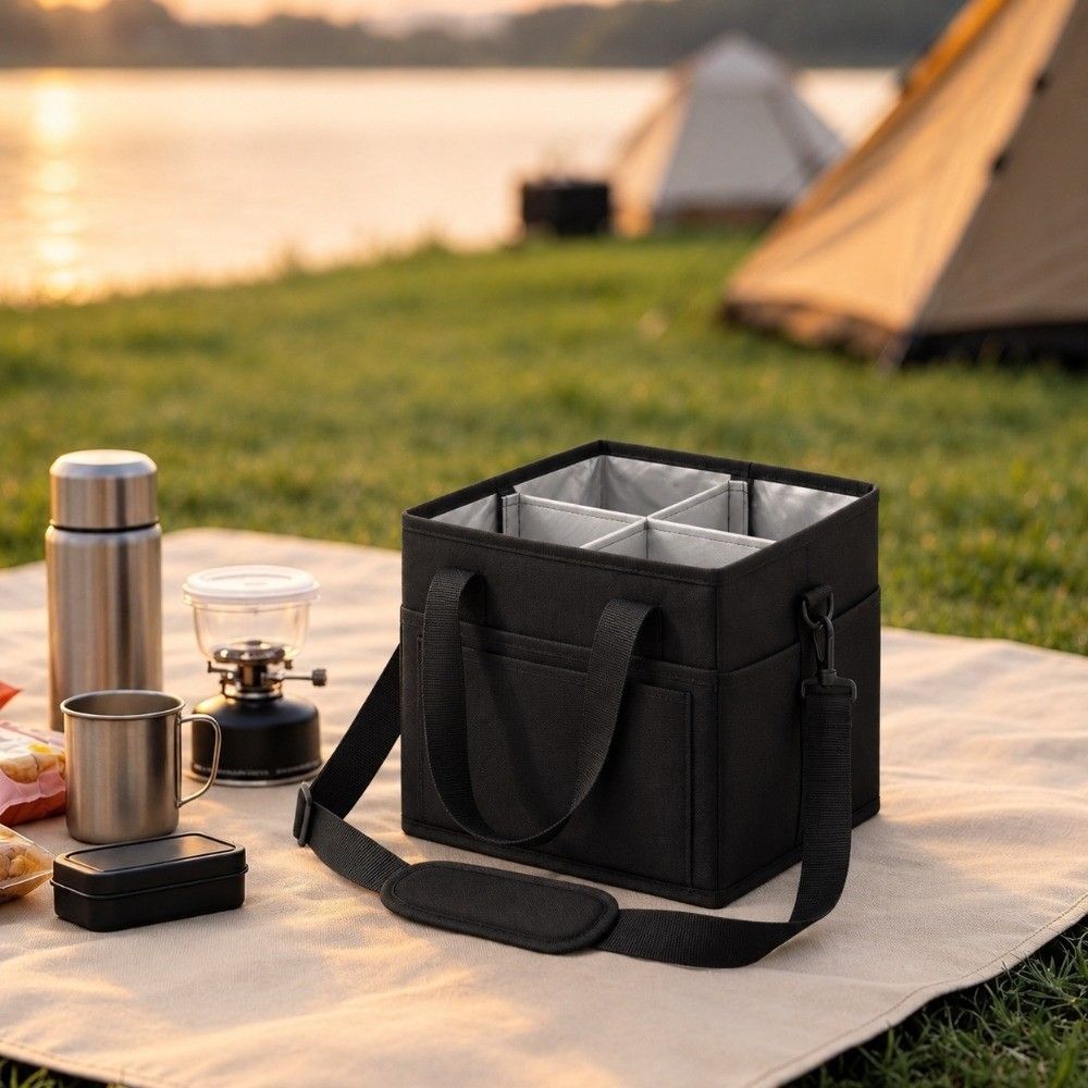 4 Compartment Drink Carrier Tote Bag Convenient Foldable Beverage Organizer Hiking