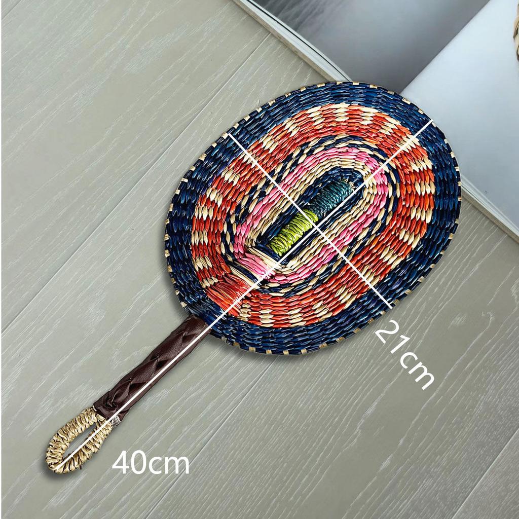Vietnam Imports Hand Woven Seaweed Fan Oval Dopamine Daily Ins Style African Element Decoration Homestay Summer
