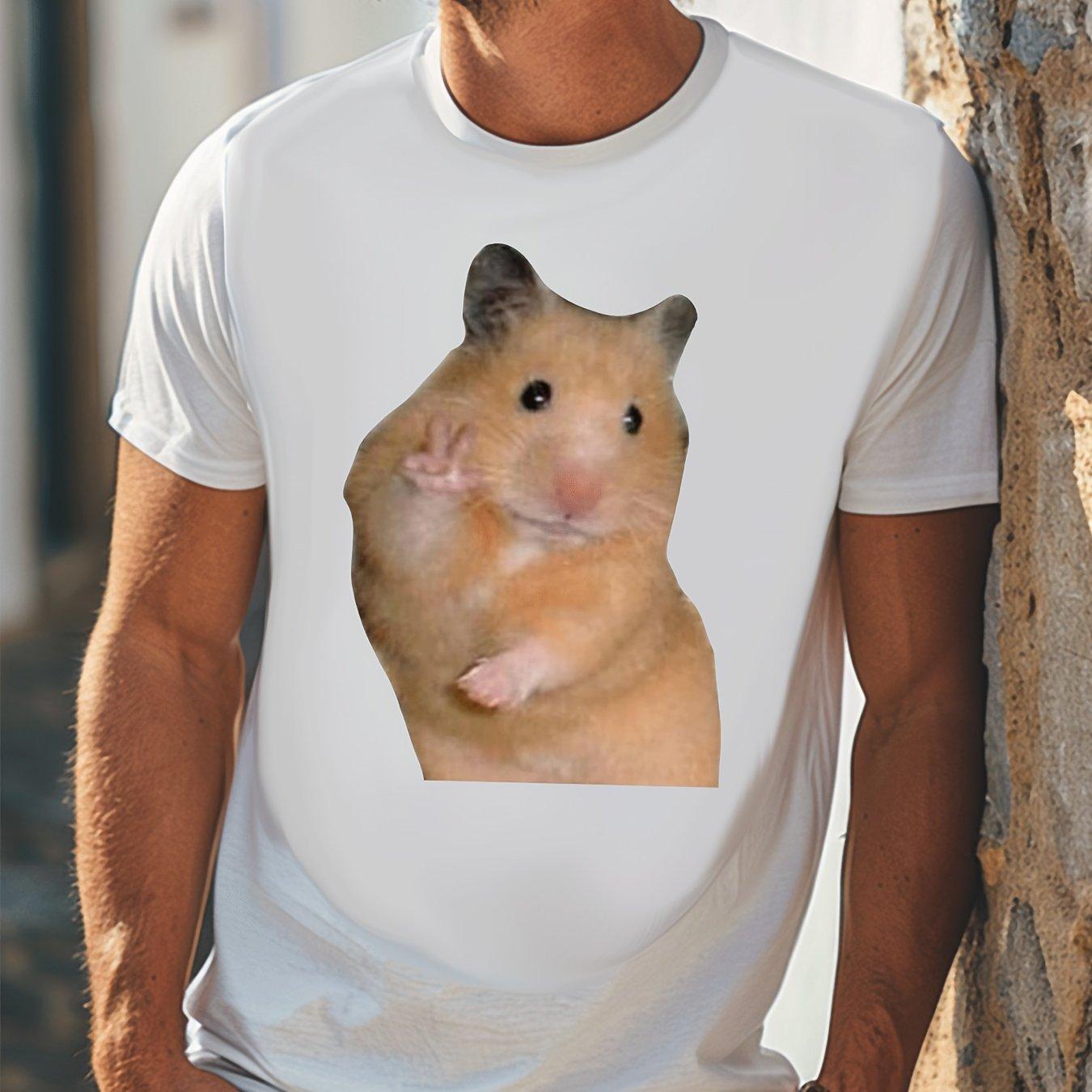 

Графическая футболка-мем с коротким рукавом, удобная, эластичная, с круглым вырезом, с узором, из полиэстера, для повседневного стиля - Машинная стирка 4XL