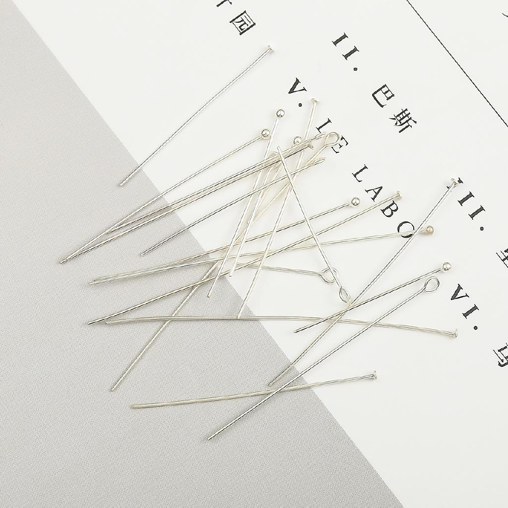 [15-50mm] 925 Sterling Silver Eye Head Pins Flat Head Pins T Shape Needles Ball Head Pins for Jewelry Making DIY 2pcs