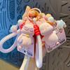 Creative Bunny Key Chain Cute Backpack Pendants Soft Flocking Animal Keyring  Mobile Phones