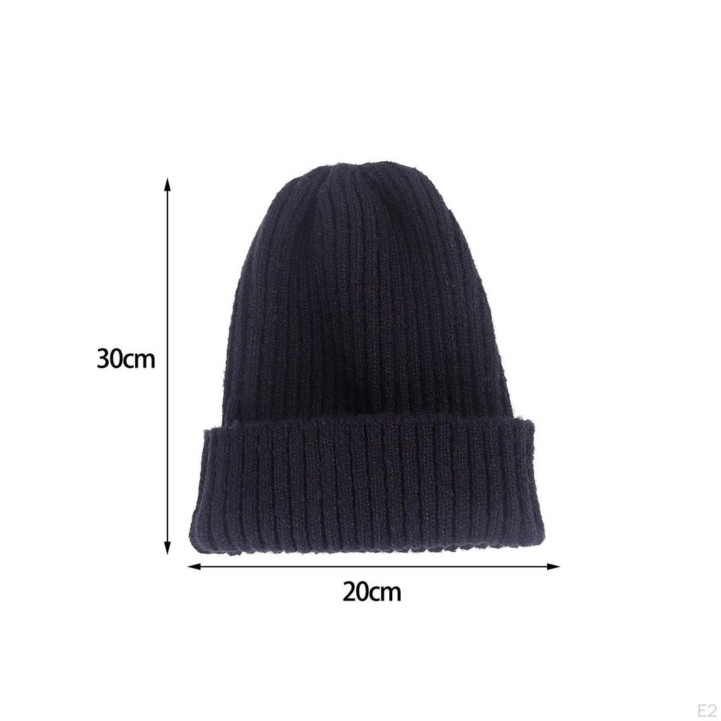 Knitted Winter Hat Beanie Soft Roll Up Edge Hats for Casual and Formal Occassion, a Size