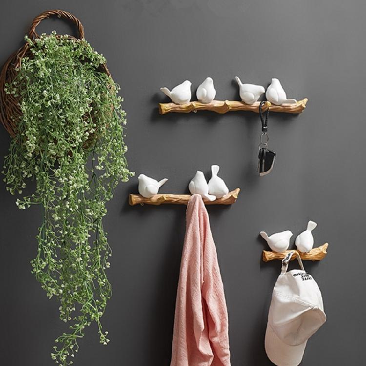 Easy Install Resin Bird Hook for Hanging Keys Hats Wall Mount Decorative Coat Hanger Kitchen Towel Storage Rack