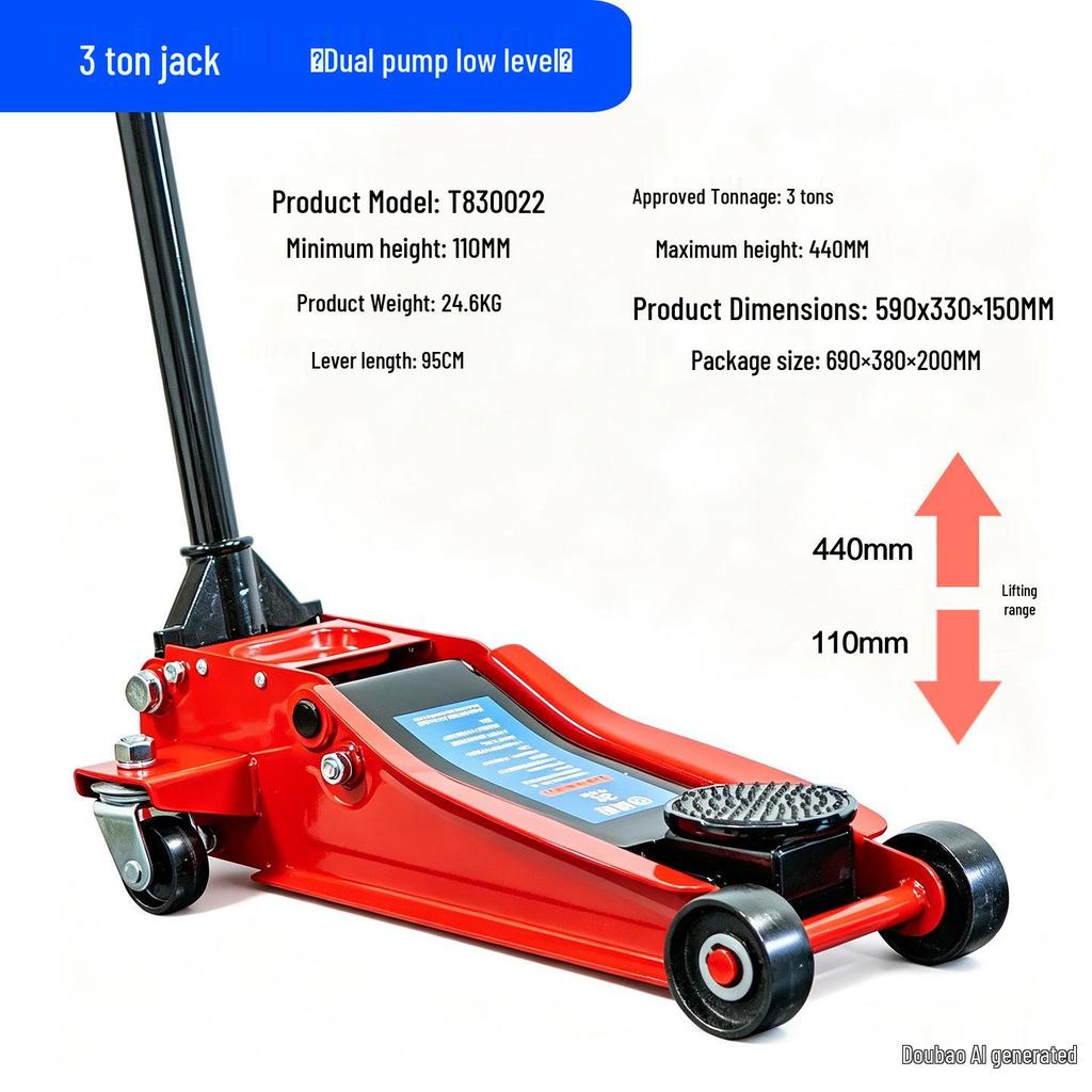 2-Ton Horizontal Hydraulic Car Jack for SUVs – 3T Tire Change Tool