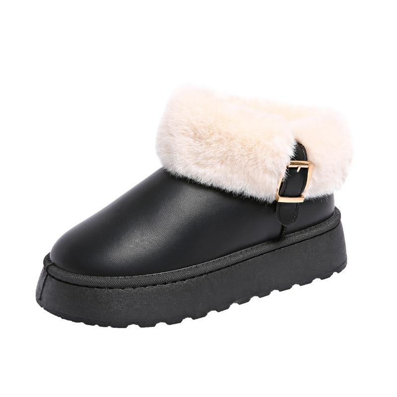 New Large-sized Snow Boots for Women, Short-top, Thick-soled, Warm and Thickened Cotton Shoes