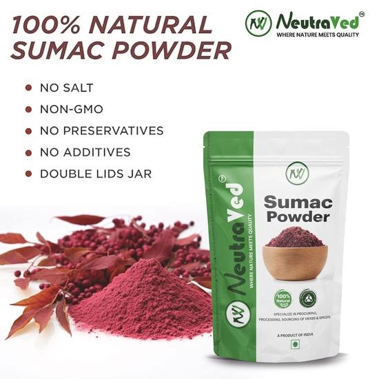 NeutraVed Sumac Powder - 200g | Reusable Food Grade Zipper Pack | 200 Gams