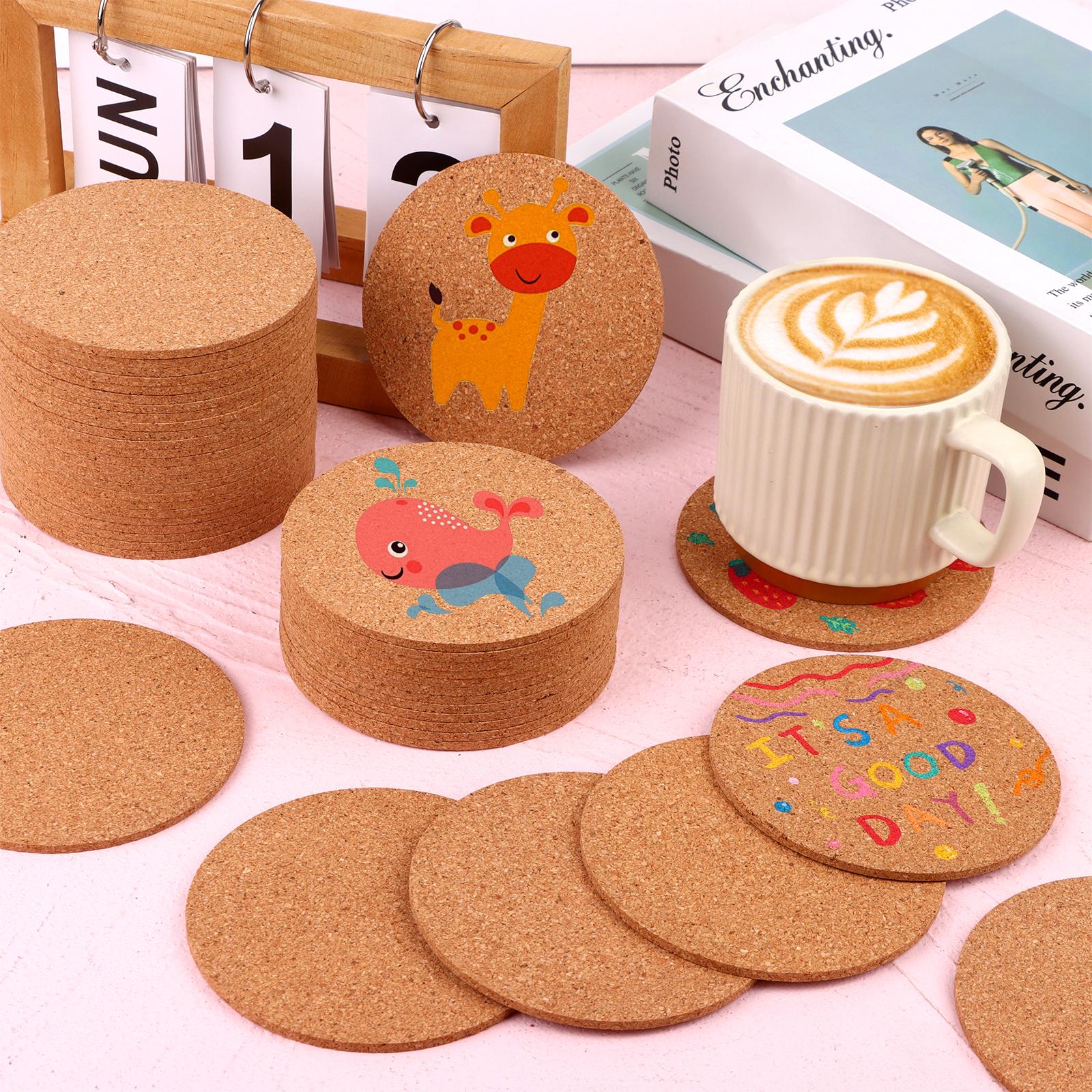 100 шт. Пробковые подставки для напитков 4 дюйма Абсорбирующие пробковые доски Пустые Термостойкие Круглые Пробковые подставки Оптом Чай Или Кофе Деревянные 100 Pcs