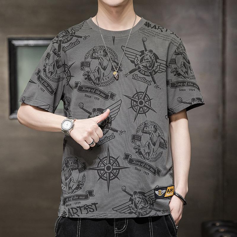 Men's Short Sleeve T-shirt Summer Loose T-shirt Cotton Plus Size T-shirt