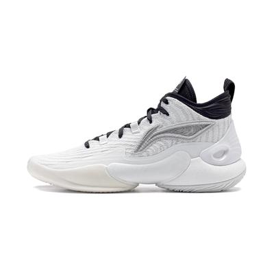 YuShuai 18 Dämpfung Rutschfest Abriebfest Unterstützung Rückprall Mittelhohe Basketballschuhe Herren Weiß ABAU009-3