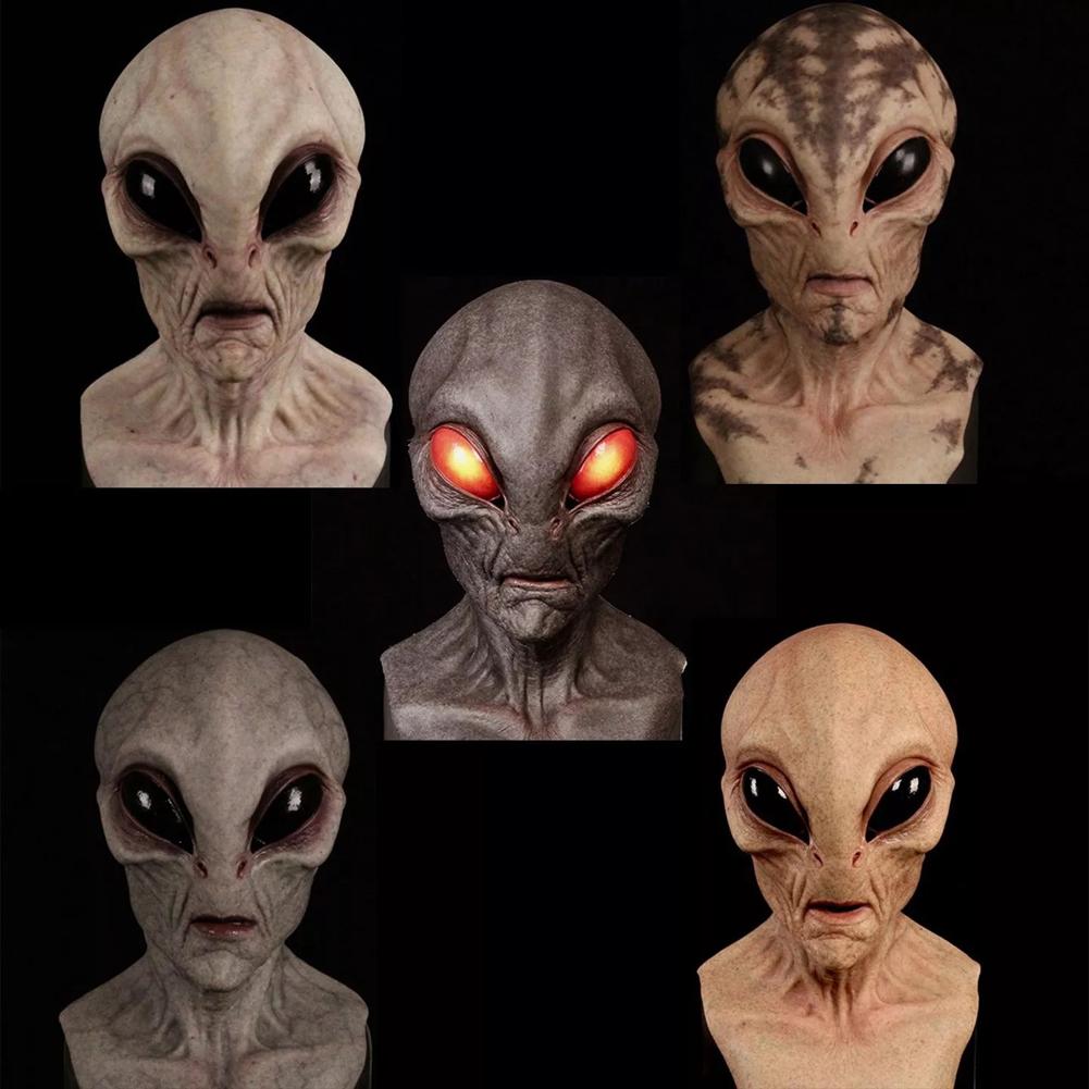 Halloween Alien Maske Maskenballmaske Latex Horror Gesichtsmaske Kreative Alien Gesichtsbedeckung Realistische Alien Kopfmaske für Party Requisiten