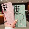 Custodia con Motivo di Fiori Rosa Per Samsung Galaxy S26 Ultra S25 Edge S24 Plus S23 FE S22 A54 A55 A56 5G Magnetica Per Magsafe Copertura Opaca