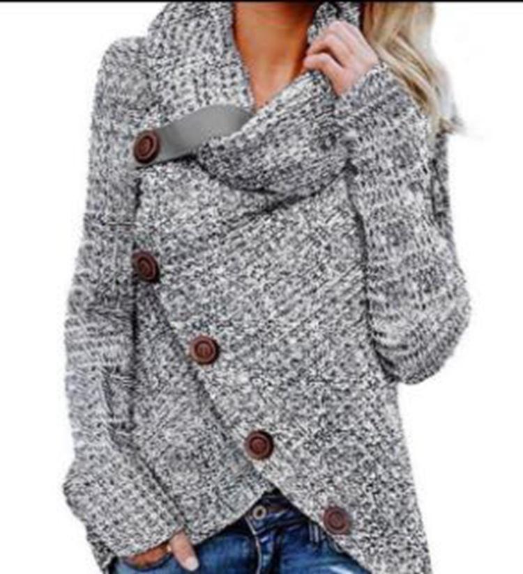 Casual Solid Knit Sweater Ladies V Neck Crew Neck Warm Daily Long Sleeve Blouse