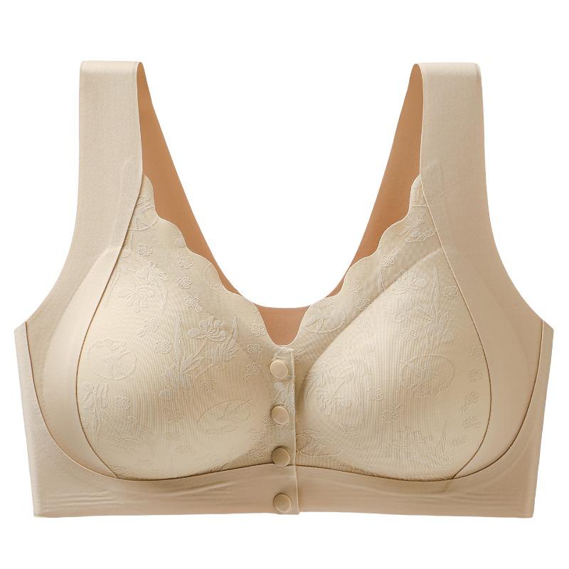 Front Buckle Wireless Bra For Mothers Breathable Seamless No Pressure Middle Aged Underwear