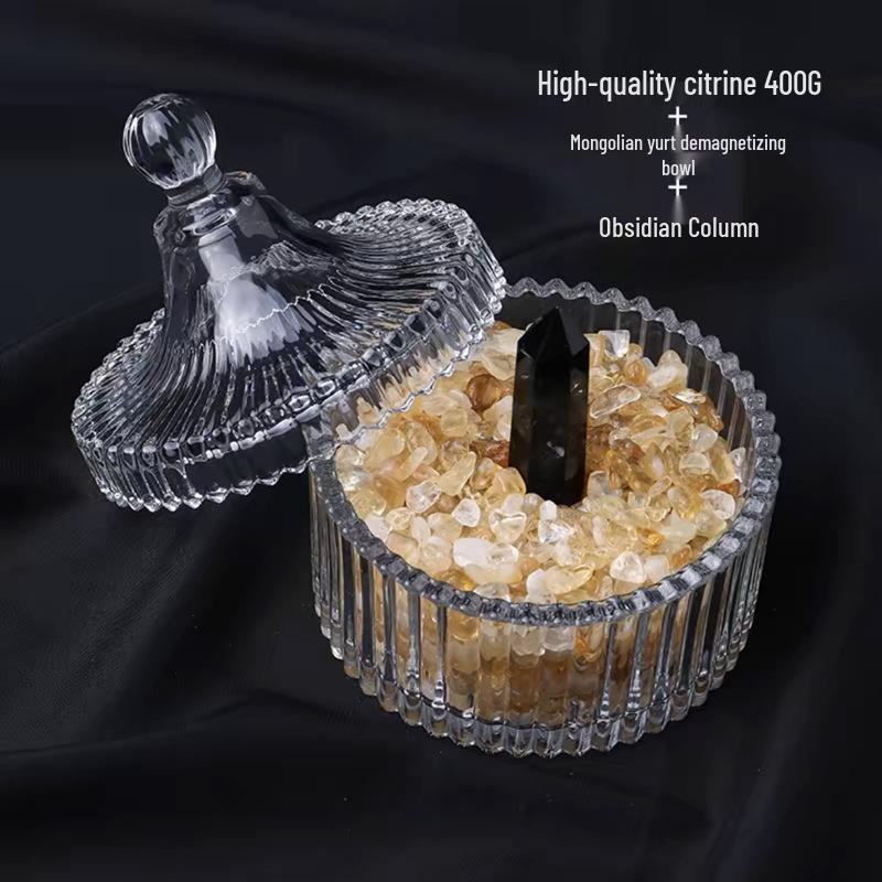 White Crystal Purification Bowl: Demagnetization Stone, Amulet Salt Container, Gem Glass.