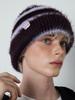MEENDERI [Unisex] Mixed Stripe Knit Beanie - Lavender Plum